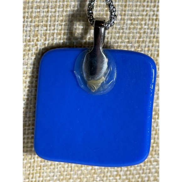 Handcrafted Fused Dichroic Glass Pendant and Chain - Picture 3 of 4
